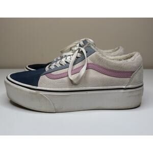 Vans Old Skool Stackform Sneakers Womens 10 Unisex Multi Pig Suede Sherpa Low